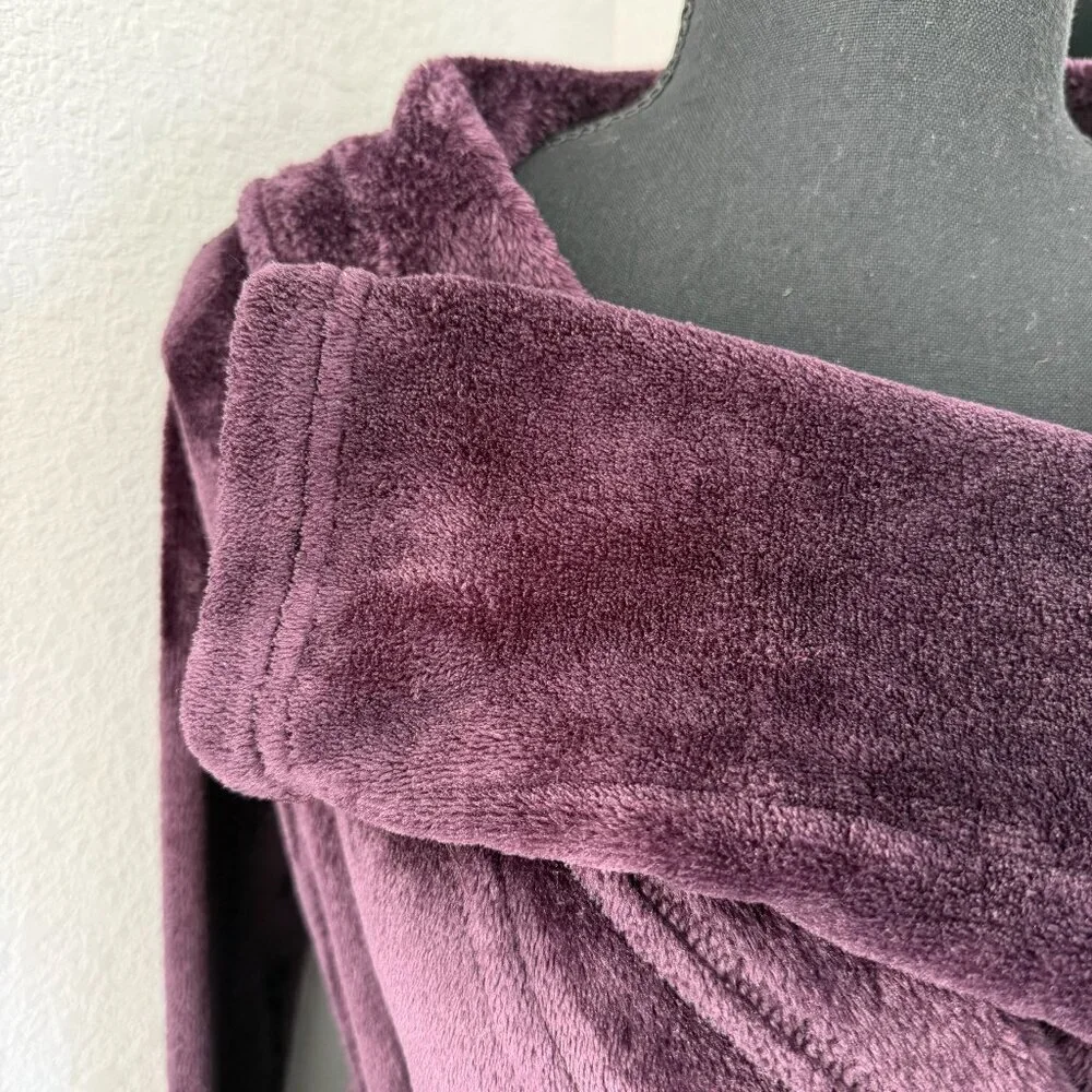 UGG Miranda Plush Belted Short Hooded Robe Port Purple XS